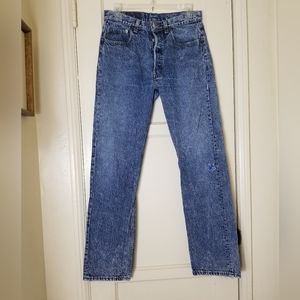 LEVI'S 31 32 vintage button fly washed blue denim jeans with patch
